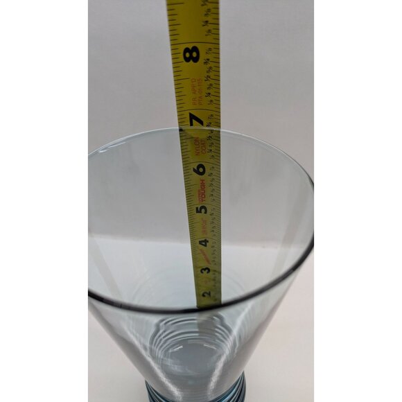 Libbey Nexus Blue Vintage Retro Glass Drinking Vessel Mid-Century Ribbed Base - Picture 13 of 13